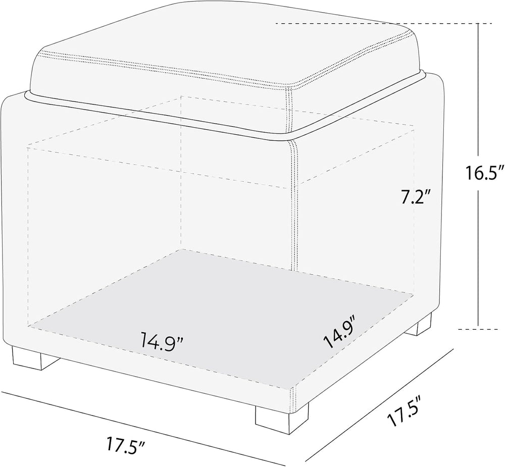 CHITA Storage Ottoman Cube with Tray Lid, Small Footstool with Storage, Squar...