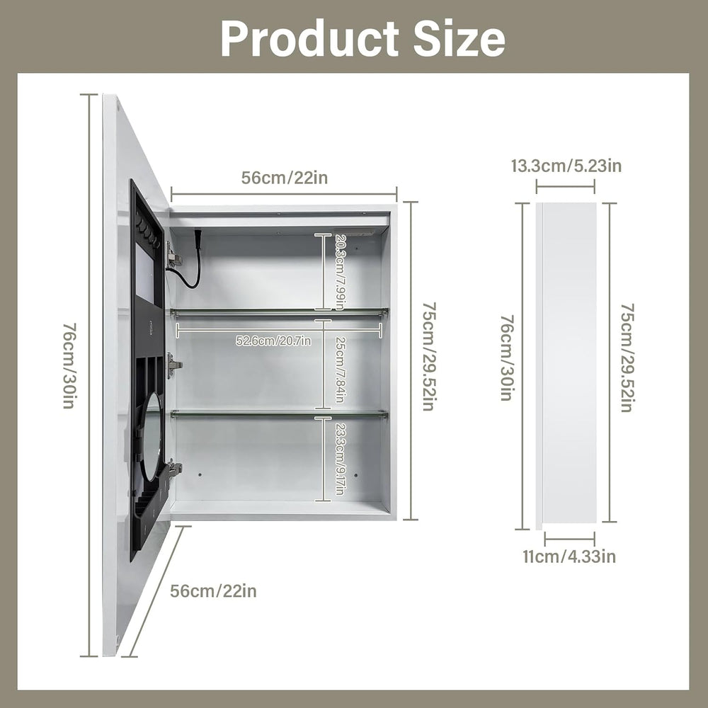 LED Medicine Cabinet with Light,Mirror Cabinet with Cosmetics Storage Rack,3X...