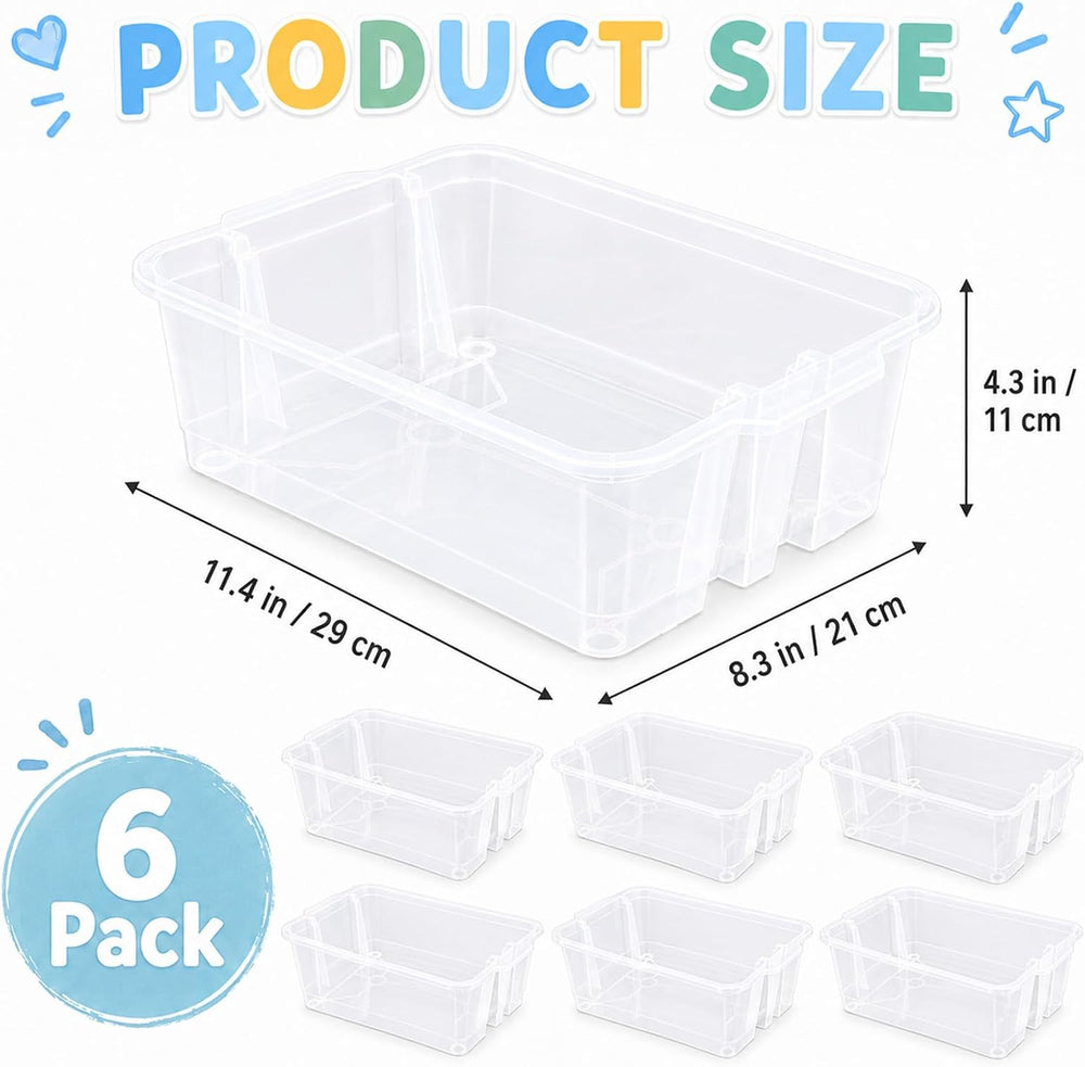 gisgfim 6 Pack Classroom Stacking Bins Stackable Plastic Book Bin Durable Sto...