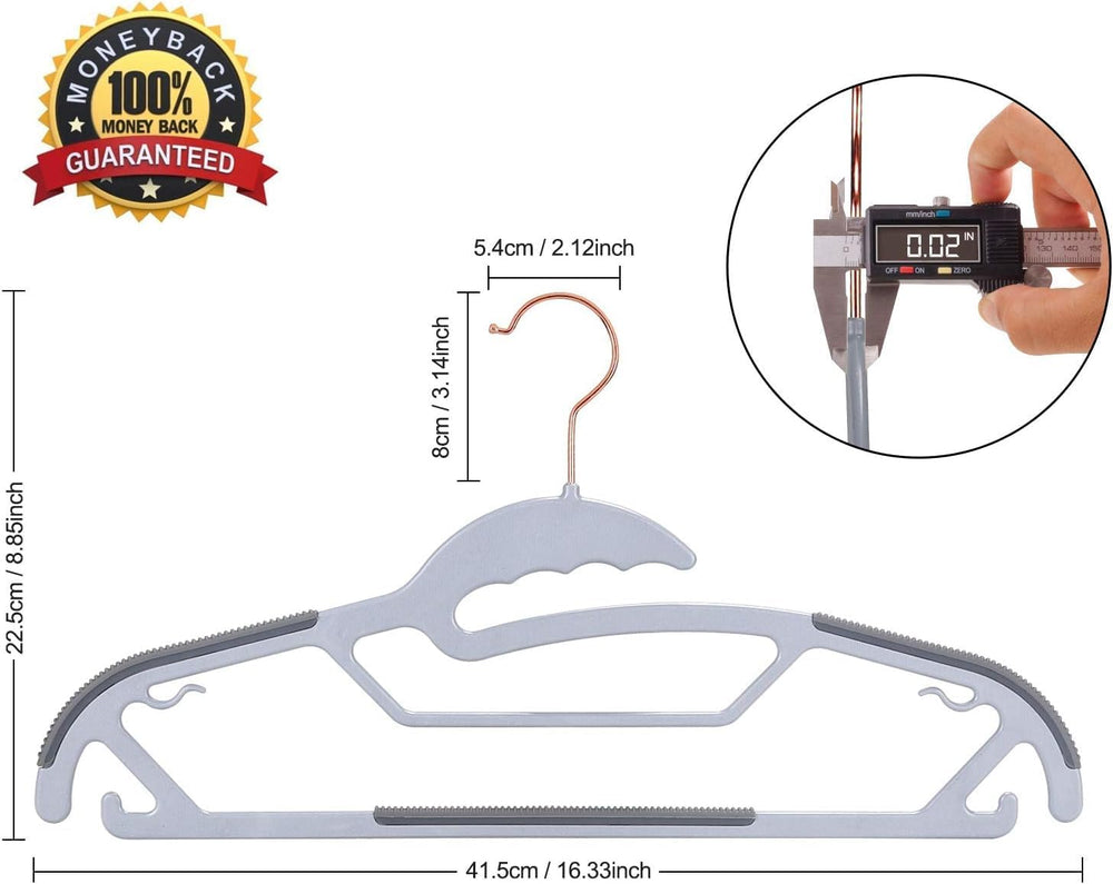 50 Pack S-Shaped Plastic Hangers, Non Slip, Gray