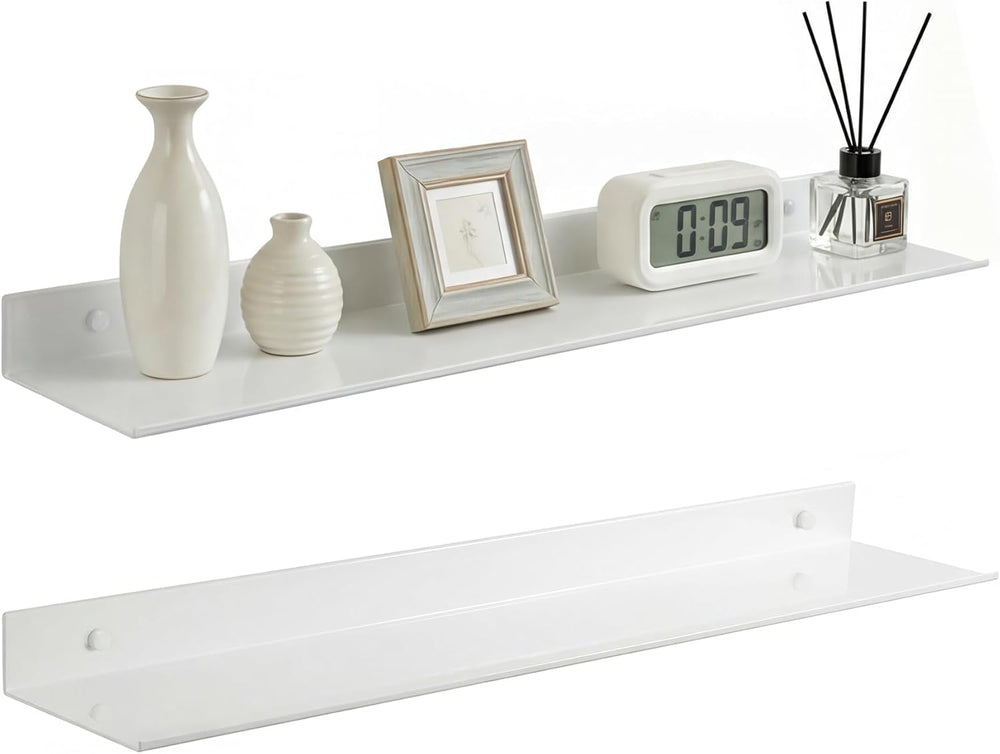 Z metnal White Floating Shelves, Wall Shelf, Metal Square Shelf for Display C...