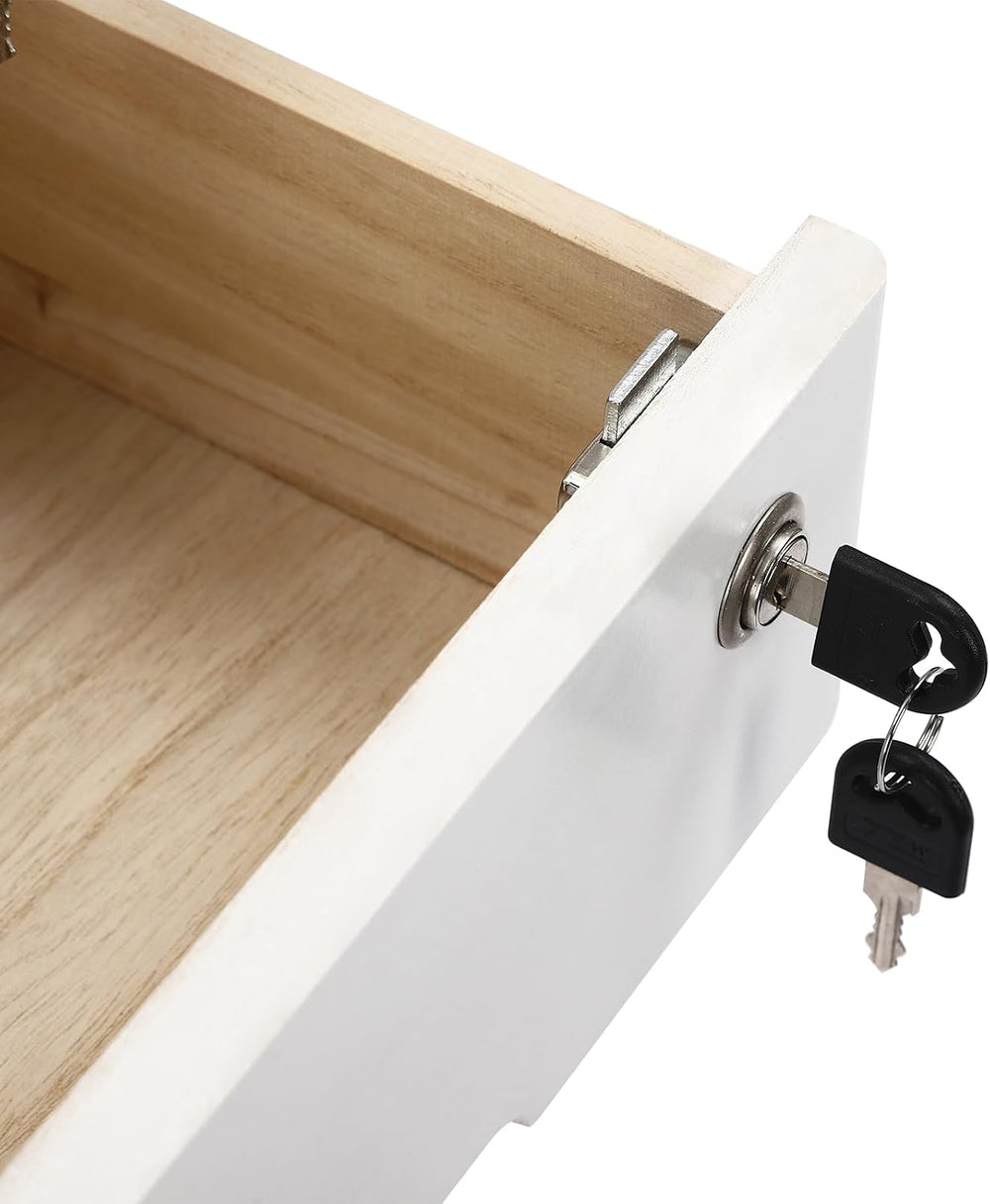 3 Drawers Wood Storage Box Wooden Storage Cabinet Organizer, Tabletop Storage...