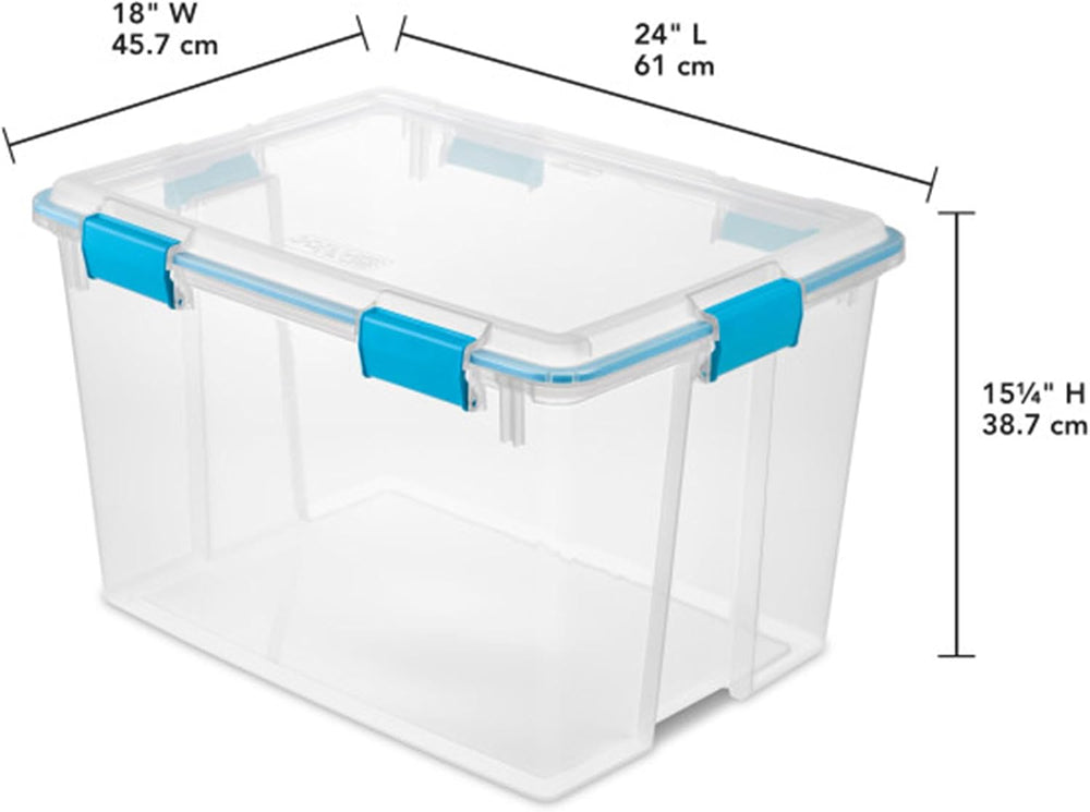 Sterilite Gasket Storage Box with Lids for Home & Office, 80 Quart, 4-Pack