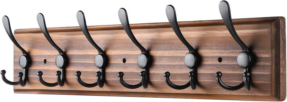 Coat Rack Wall Mount, Wooden Heavy Duty Coat Rack for Wall,6 Triple Coat Hang...