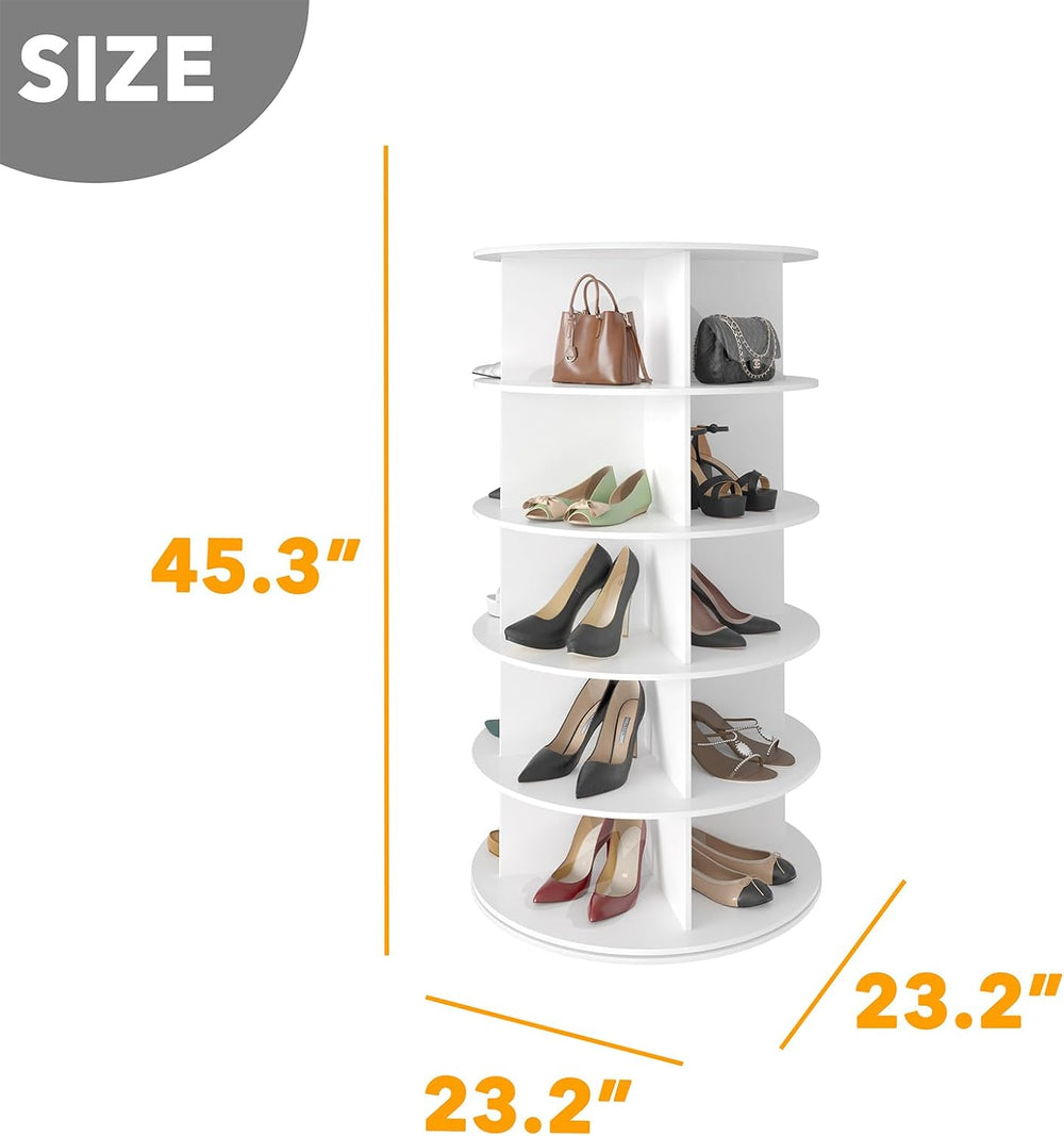 SpaceAid 5 Tier Rotating Shoe Rack Tower, Spinning Shoe Display Lazy Susan, R...