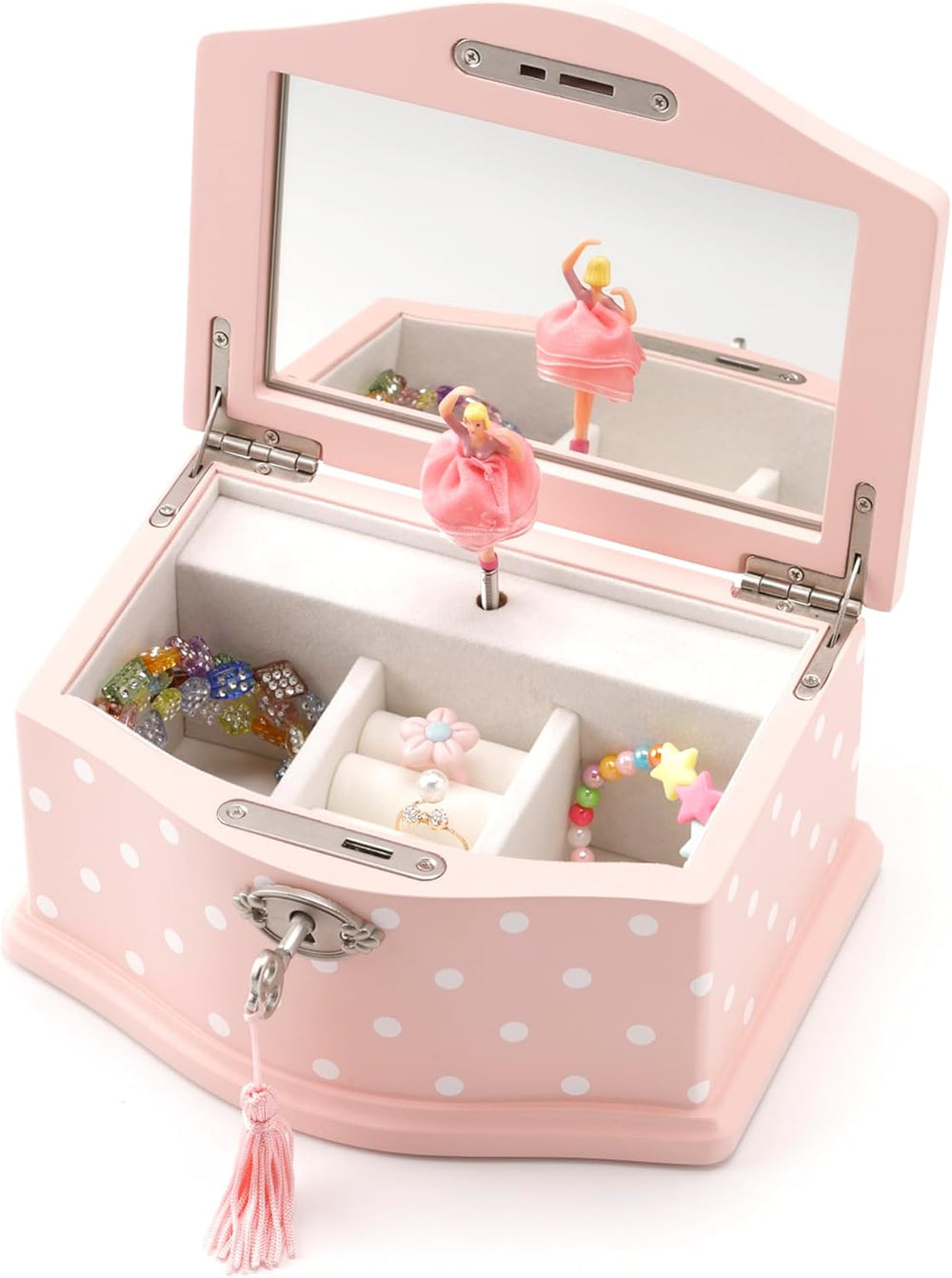 Elle Jewelry Box - Ballerina Jewelry Organizer and Swan Lake Wind-Up Music Bo...