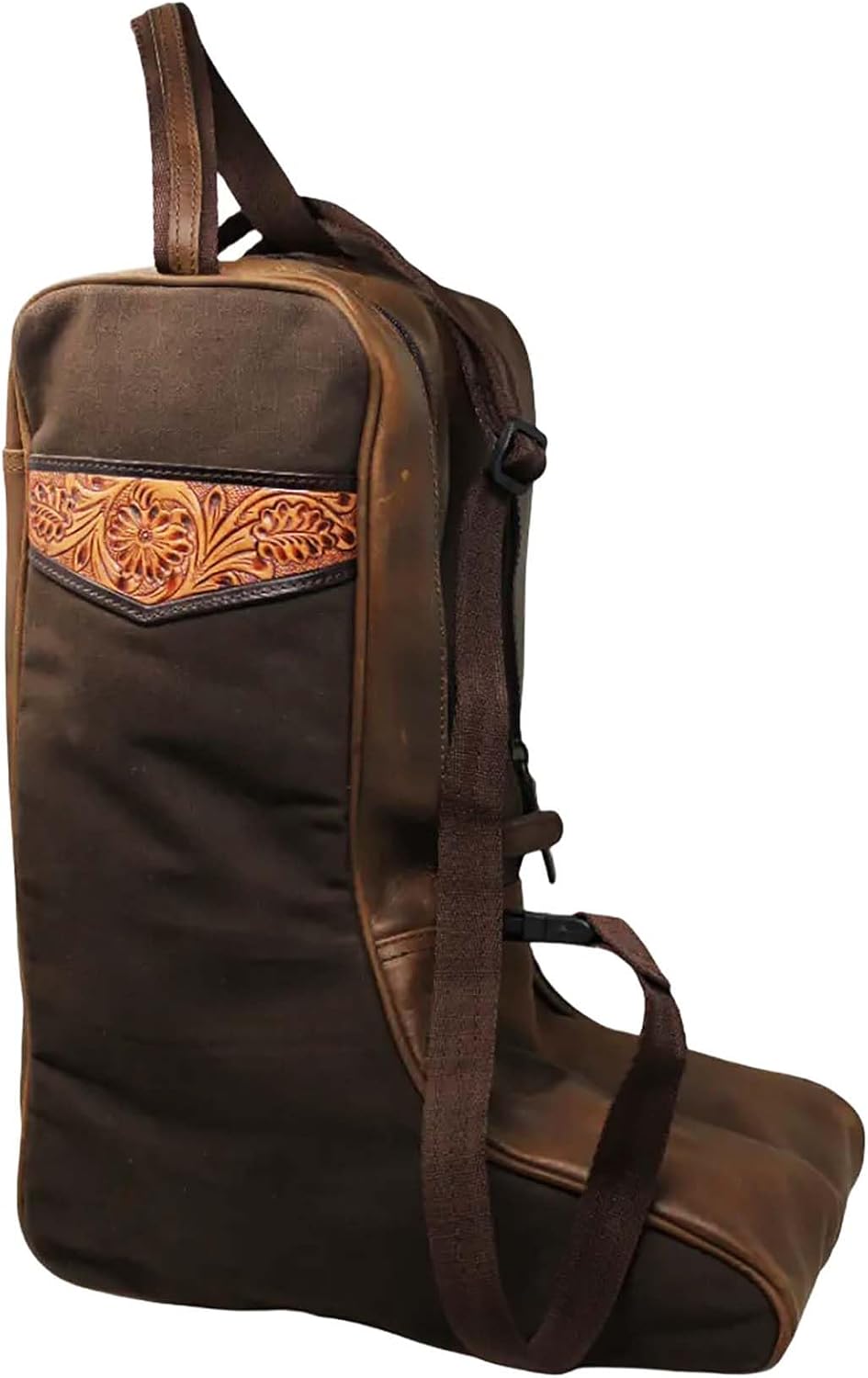CHALLENGER Western Waxed Canvas Leather Travel Carry Storage Boot Bag Waterpr...