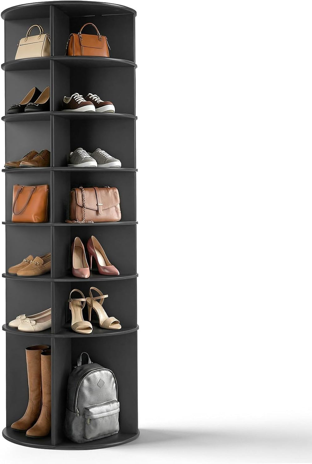 VINGLI Black Rotating Shoe Rack Tower, 7 Tier 360° Shoe Storage for Closet, 7...