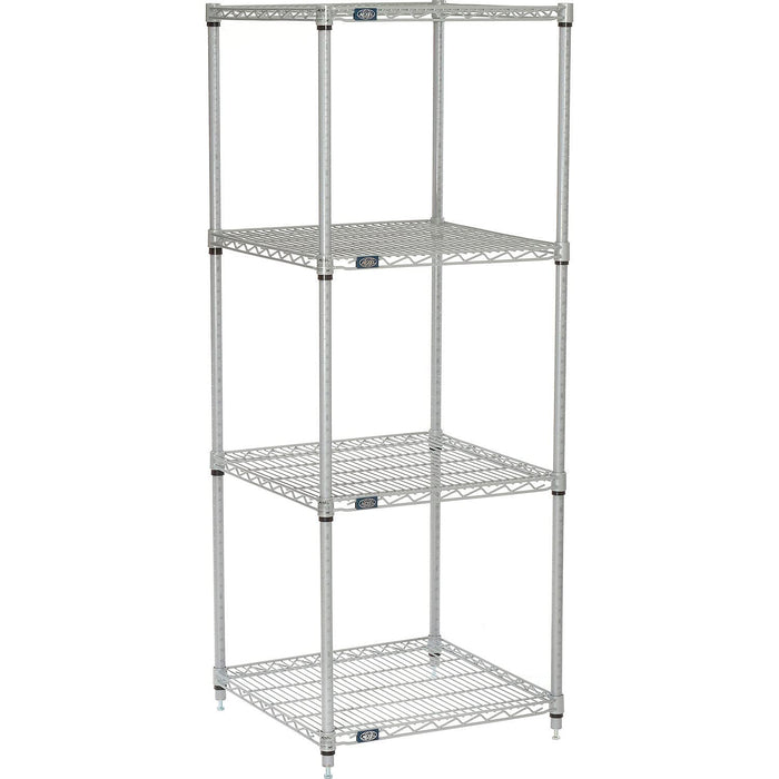 Nexel Adjustable Wire Shelving Unit, 4 Tier, NSF Listed Commercial Storage Rack, 24" x 24" x 63", Silver Epoxy