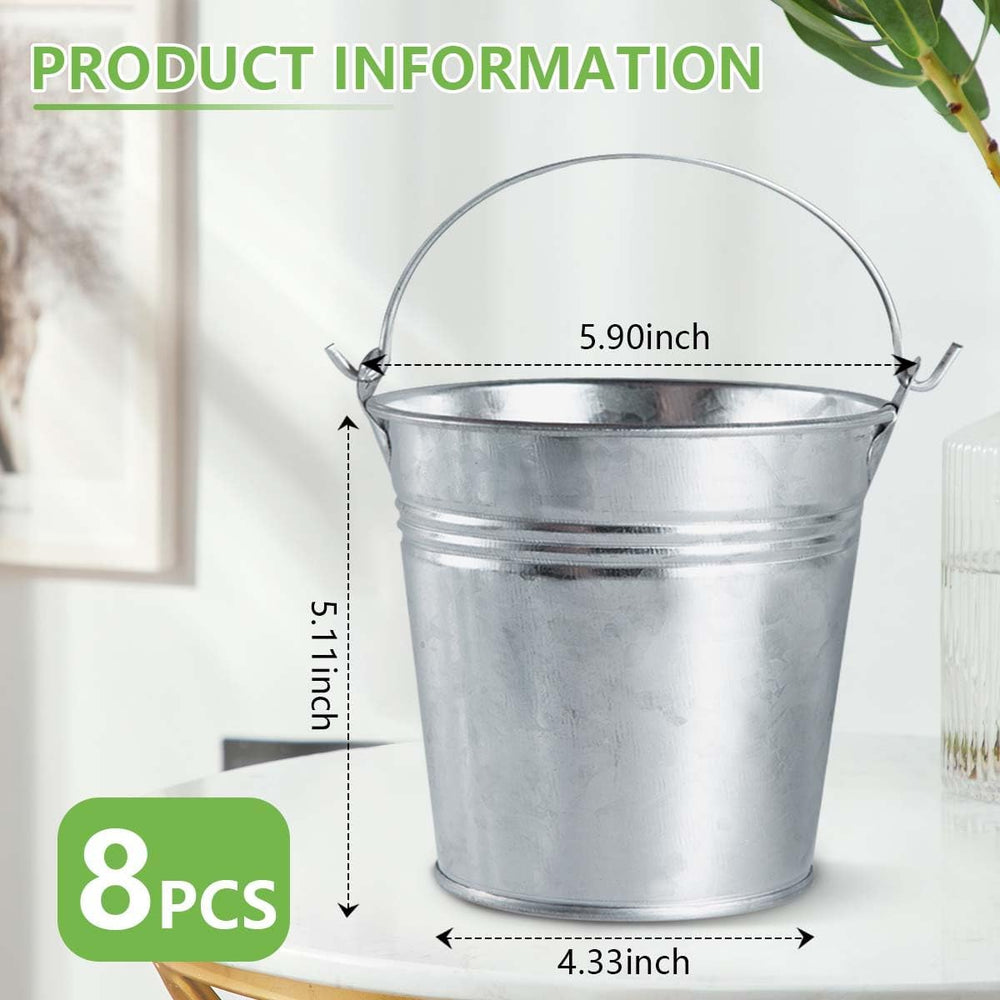 OBTANIM 8 Pack Galvanized Metal Buckets with Handle Ice Pails for Plants, Suc...