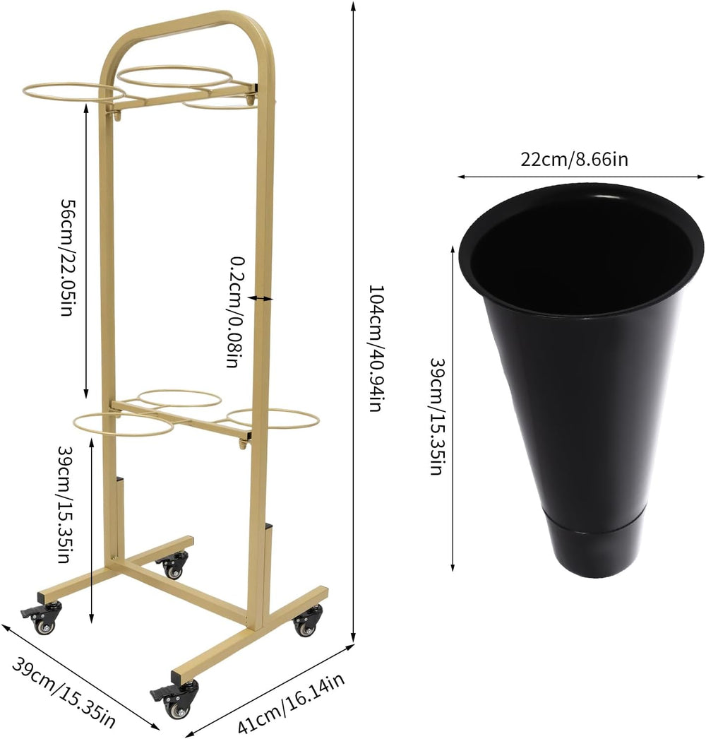 Flower Display Stand with 6 Buckets, 2 Layers Plant Stand, Metal Flower Cart ...