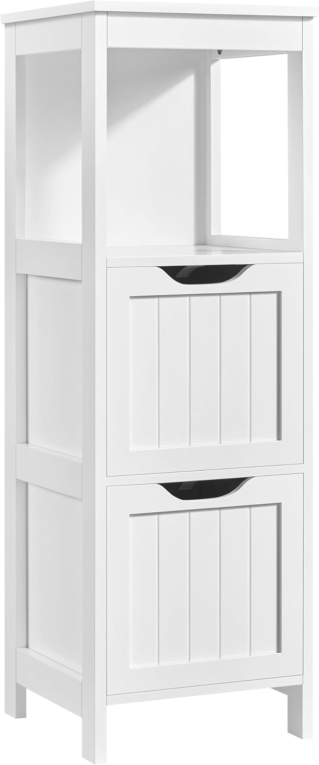 Yaheetech Small Bathroom Storage Cabinet with 2 Drawers & Open Shelf, White