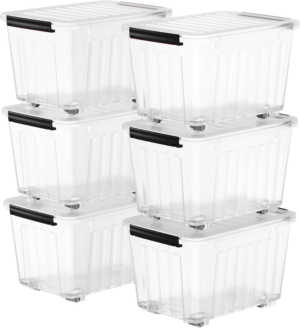 Nazhura 97Quart Plastic Storage Bin, Stackable and Nestable Storage Boxes wit...
