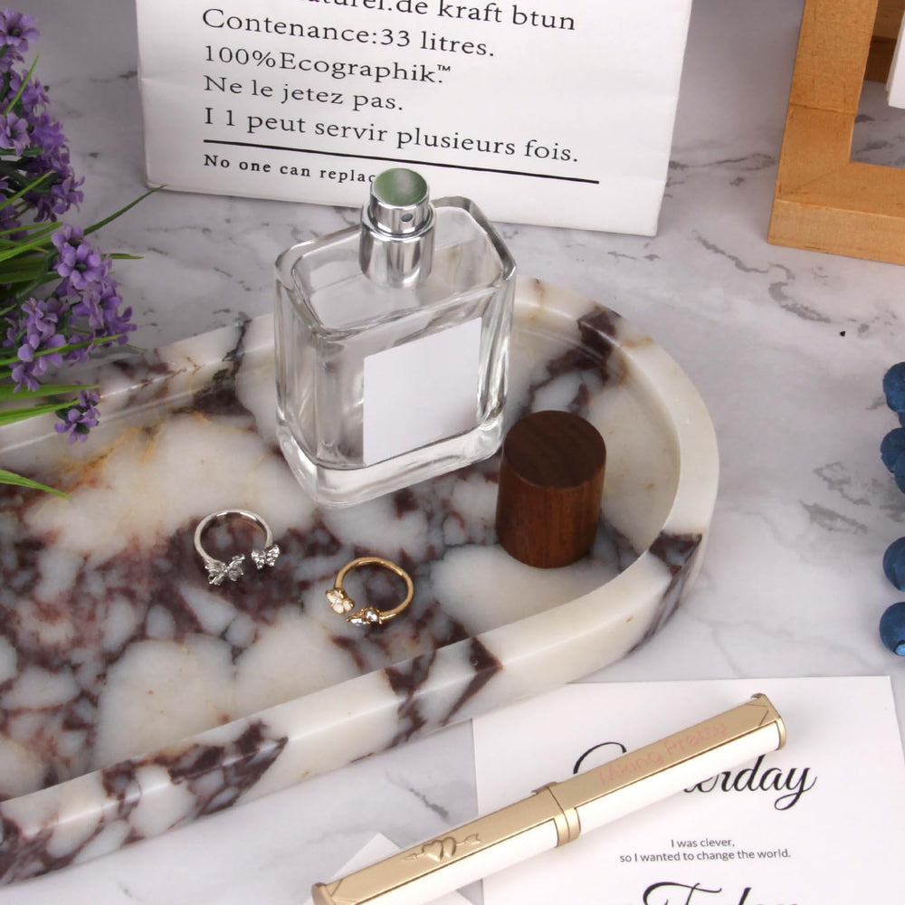 Natural Marble Tray Oval, Calacatta Viola, 10 x 5 x 0.6