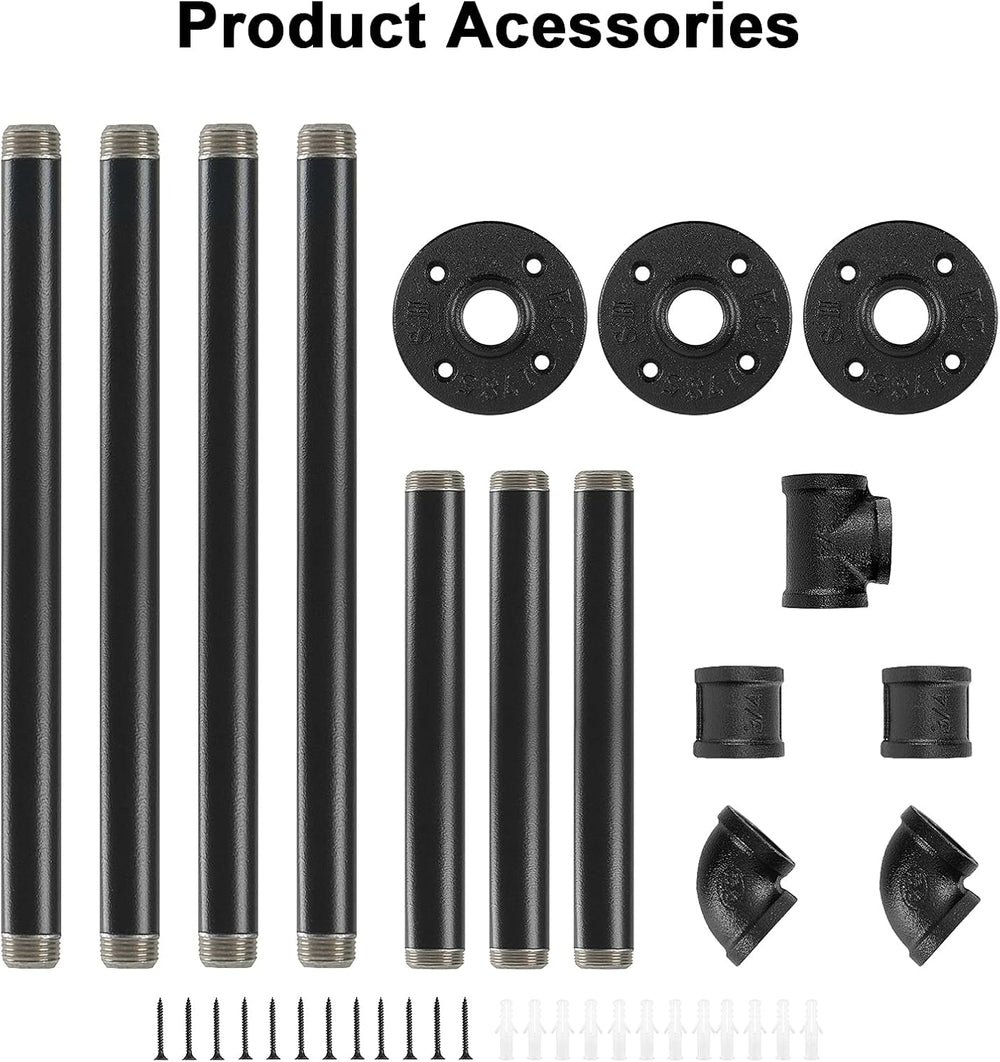 Industrial Iron Pipe Clothes Hanging Bar DIY Wall-Mounted Garment Rack Heavy ...