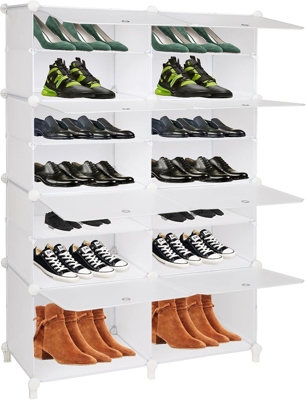 VINGLI Shoe Rack Cube Storage Organizer Shelf Stackable Shoe Tower 7-Tier DIY...