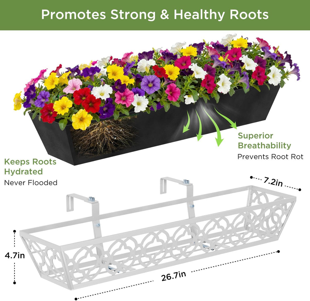 Y&M 4Pack 30'' Metal Railing Planter Box Set with Black Non-Woven...