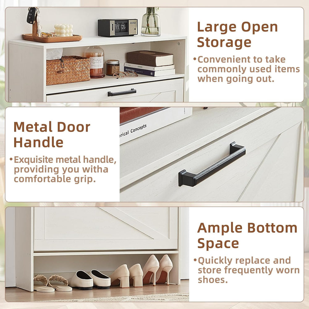 RWYHG Shoe Cabinet with 2 Flip Drawers, Narrow Entryway Organizer,White