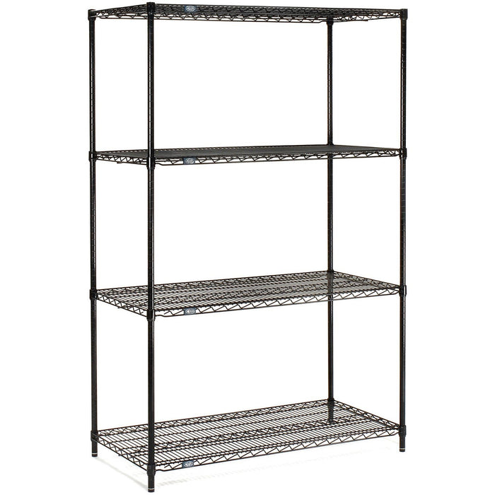 Nexel Adjustable Wire Shelving Unit, 4 Tier, NSF Listed Commercial Storage Rack, 24" x 30" x 86", Black Epoxy