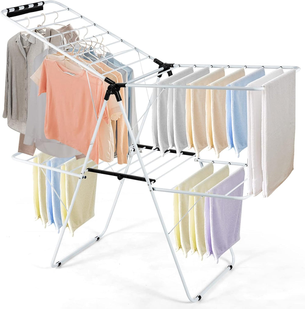 GOFLAME 2-Tier Clothes Drying Rack, Folding Laundry Dry Rack with Adjustable ...