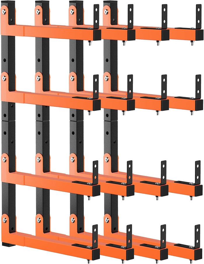 32" Lumber Storage Rack, Upgrade Folding Lumber Rack Wall Mount, Heavy Duty Adjustable Metal 8 Level Wood Storage Rack for Garage Storage Organization, 4 Packs