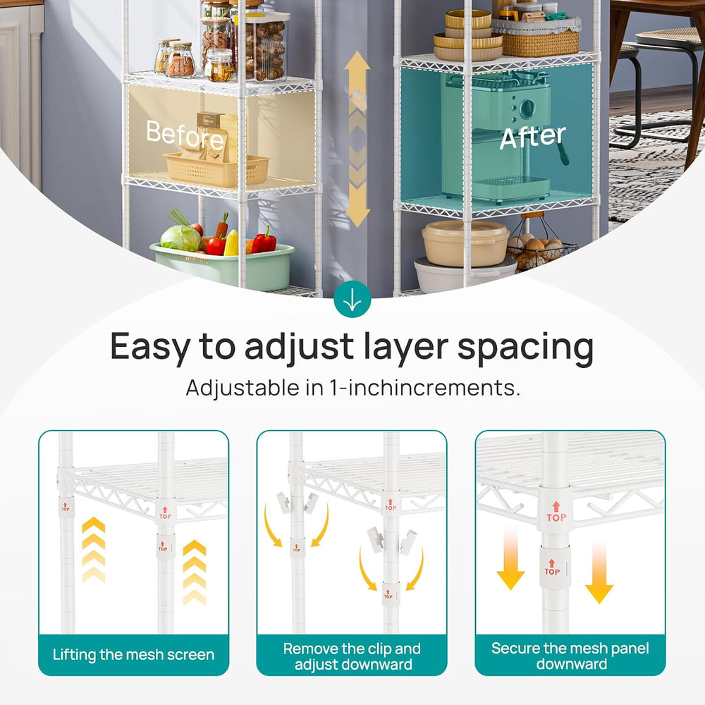 5 Metal Shelves Wire Shelving Storage Shelf Adjustable Unit Pantry