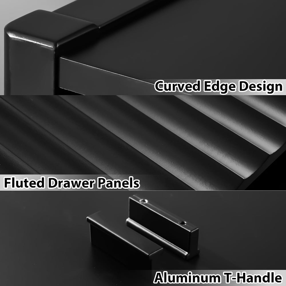 MAISONARIA Black 4 Drawer Dresser, Modern Chest of Drawers for Bedroom, Wood ...