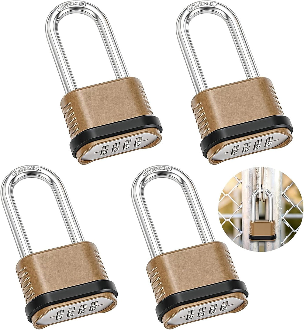 Peacoblue 4 Pack Heavy Duty Combination Lock, 4 Digit Combination Padlock wit...