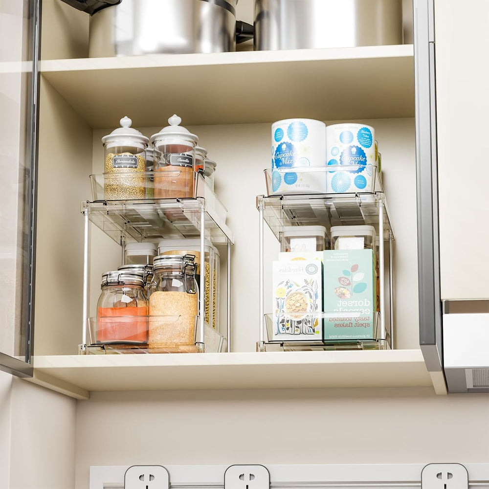 Yieach 4 Pack Under Sink Organizers and Storage,Clear Acrylic Bathroom Organi...