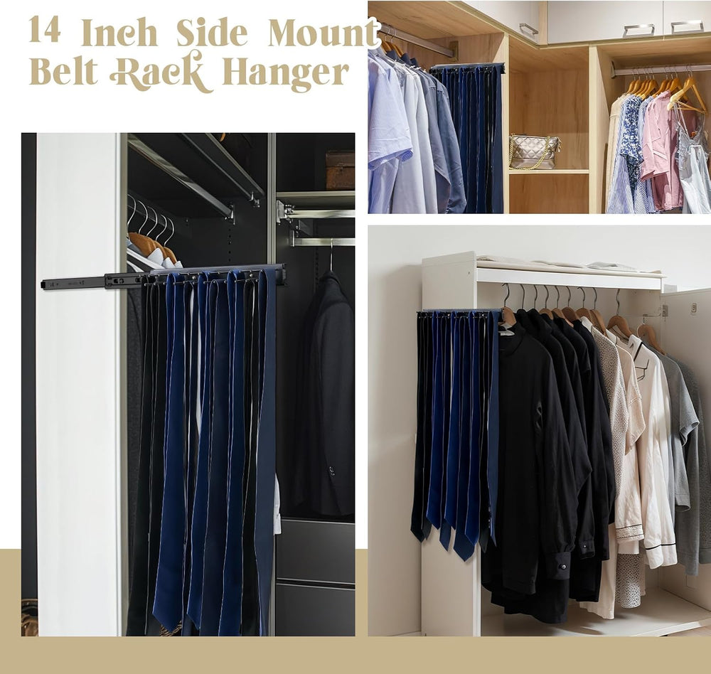 Blulu 1 Pcs 13.8'' Sliding Tie Rack Hangers for Closet, 25 Tie Each, ...