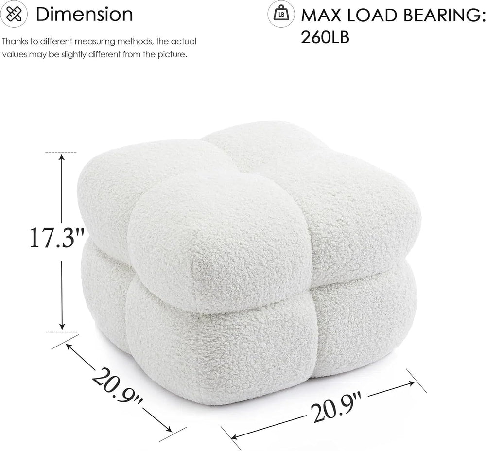 Zesthouse Square Pouf Ottomans Set of 2, Modern Vanity Chair for Bedroom