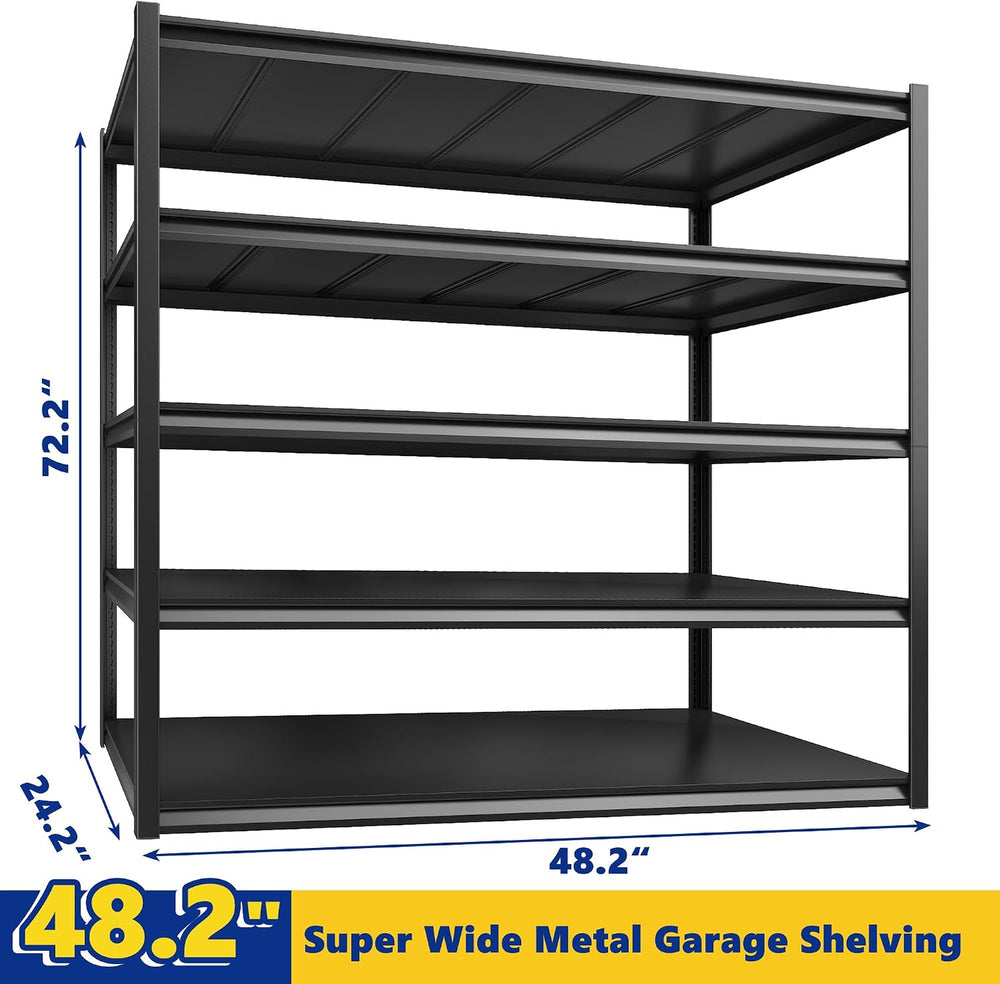 REIBII Garage Shelving 48.2" W Storage Shelves 3000LBS Metal Shelving He...