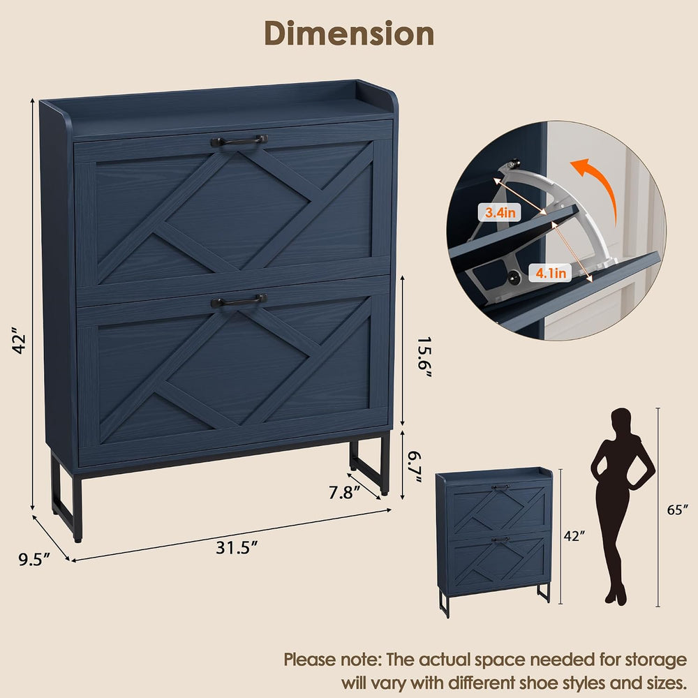 Nicetree Shoe Cabinet Storage for Entryway, Slim Shoe Storage Cabient with 2 ...