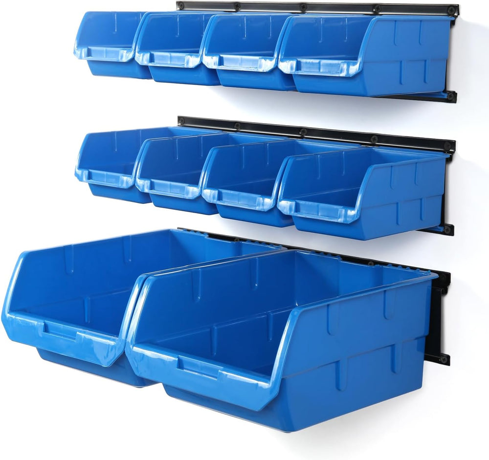 Wallmaster 10-Bin Wall Mounted Plastic Storage Bins Hanging Organizer Bins