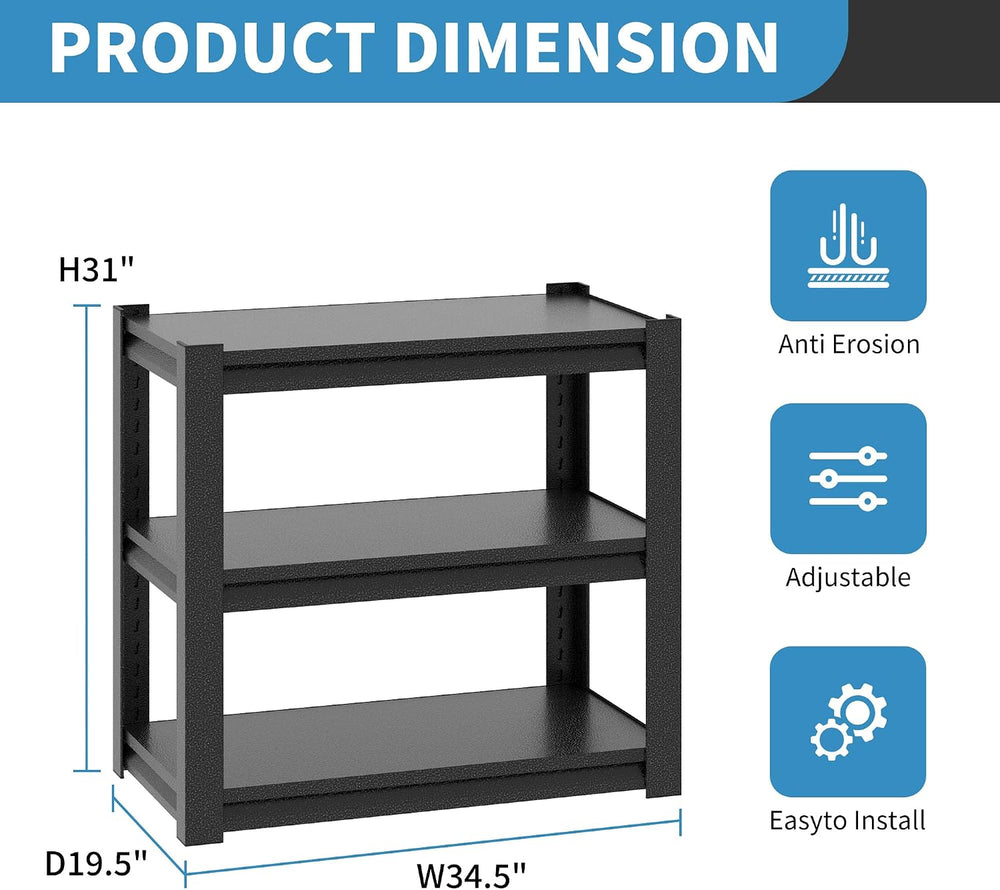 Metal Storage Shelving, Heavy Duty Shelves Unit, Adjustable Storage Rack, Ind...