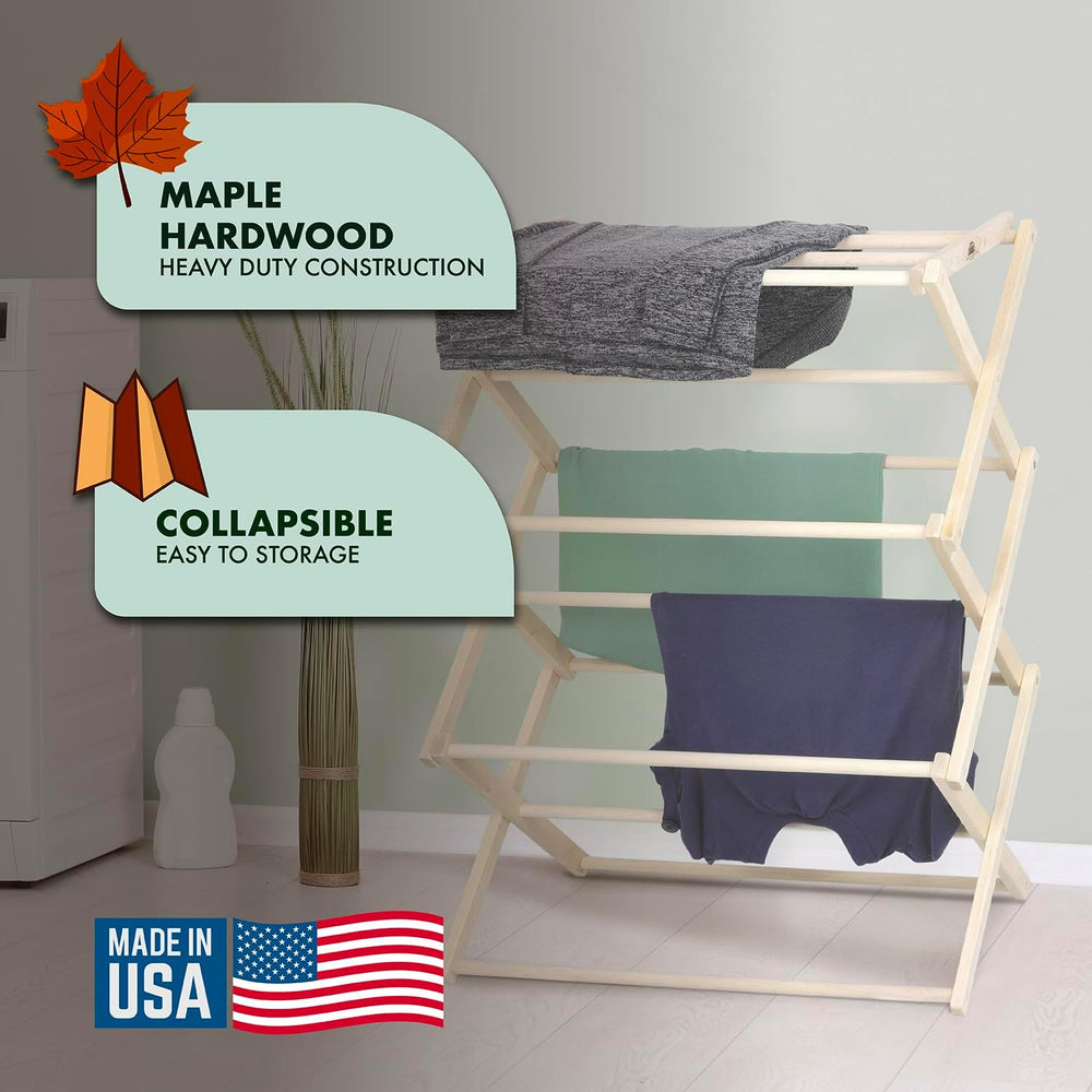 Premium American Maple Clothes Drying Rack - Handcrafted in Pennsylvania - So...