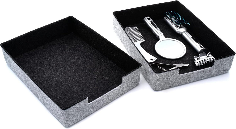 Welaxy Felt Desk Drawer Organizer Trays Charcoal Stackable File Organizer