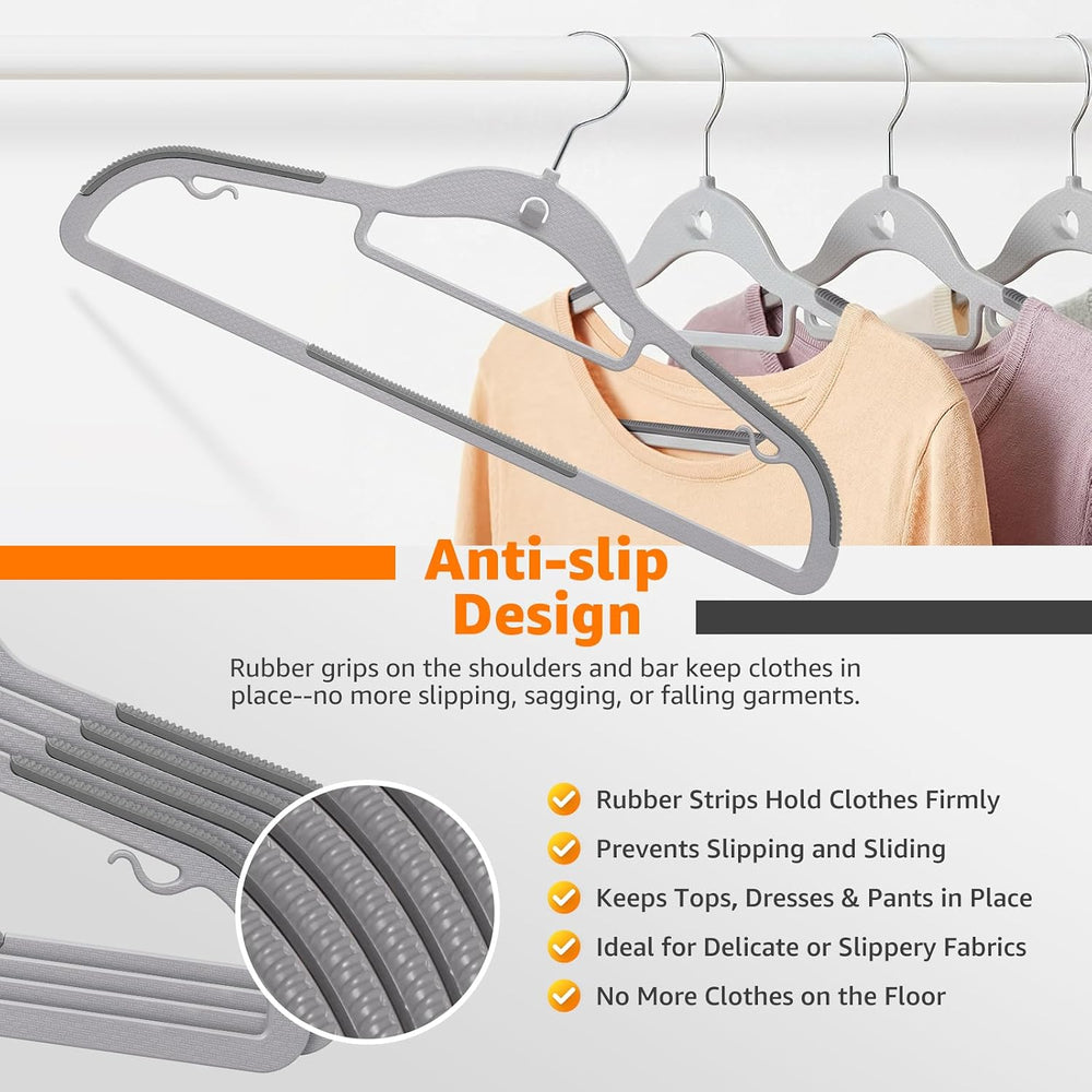 Plastic Hangers 100 Pack, Cascading Slim Space Saving Clothing Hangers with 3...