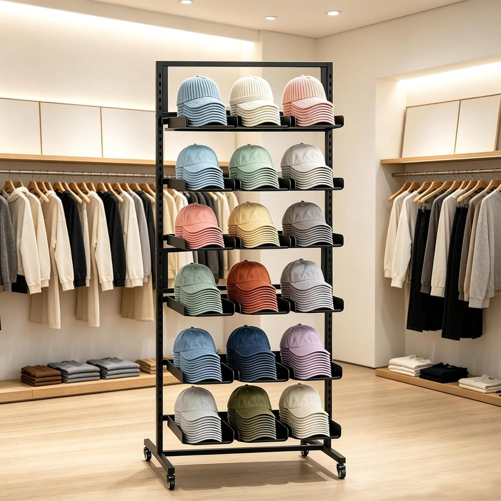 tonchean 6 Tier Rolling Hat Display Rack with Wheels