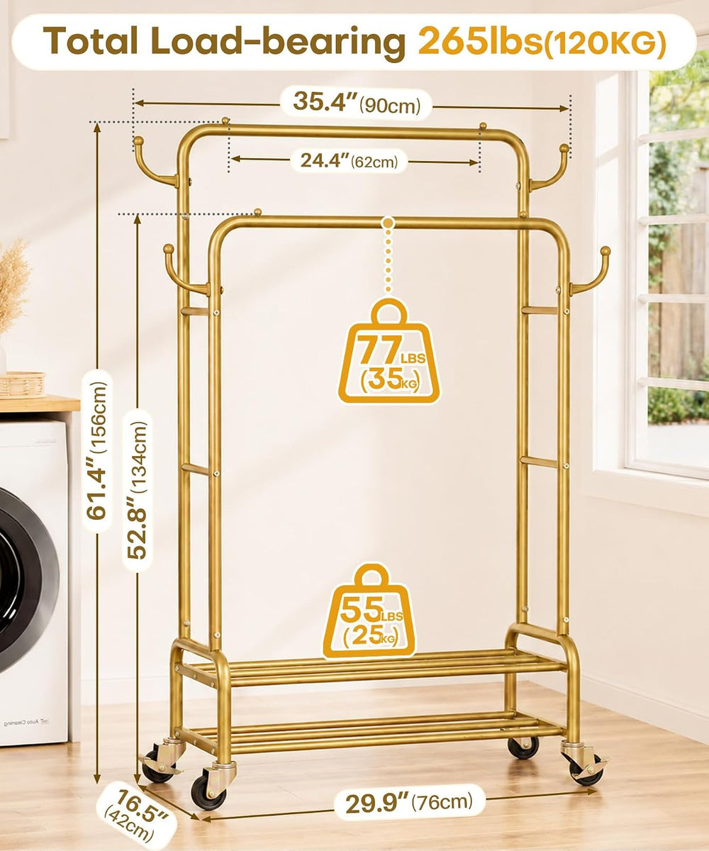 Homde Sturdy Garment Rack for Bedroom: 265 lbs Heavy Duty Clothes Organizer