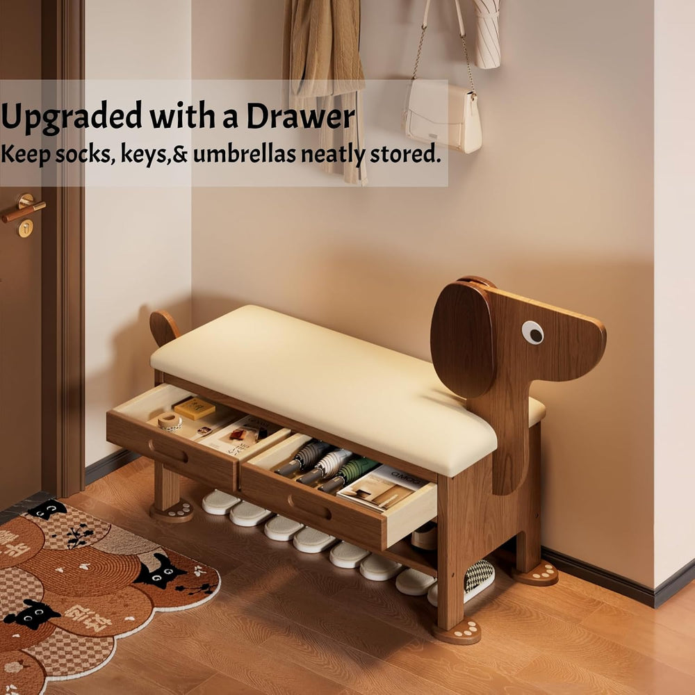 Wooden Shoe Storage Bench Cabinet Rack for Entryway Closet, with Upholstered ...