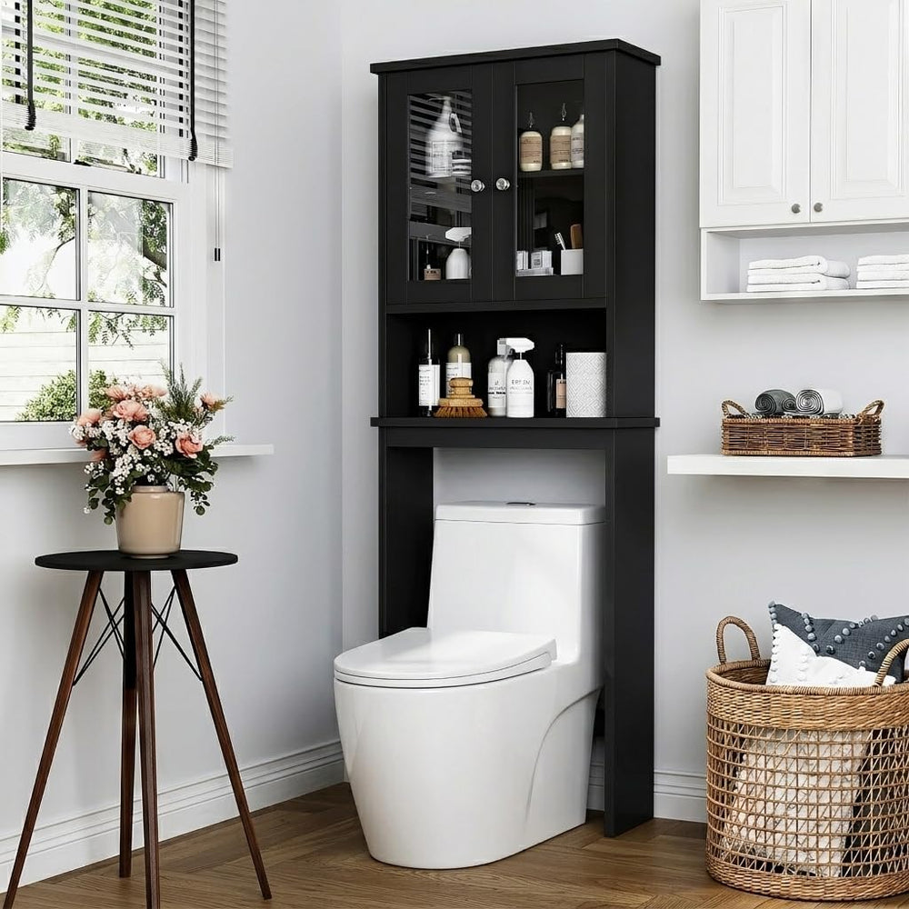 Over the Toilet Storage Cabinet, Bathroom Storage Cabinet, Black