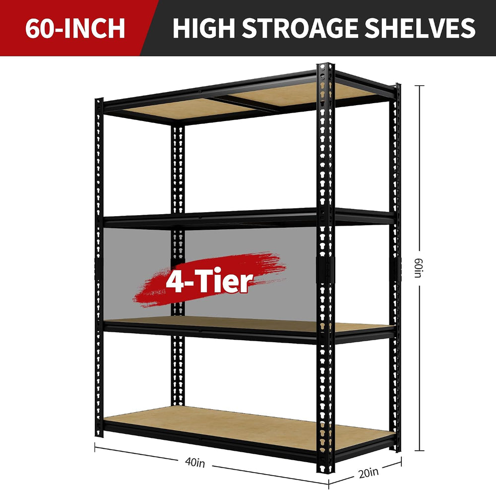 GarveeTech Garage Storage Shelves 4 Tiers, 2000 Lb Capacity Heavy Duty Metal ...