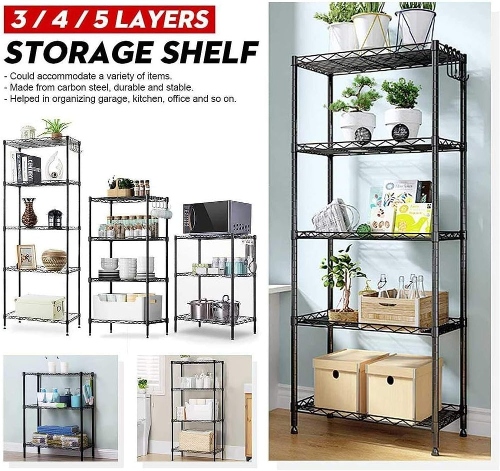 MACRO GLOBE 5-Tier Changeable Assembly Carbon Steel Standing Shelf Units,Wire...