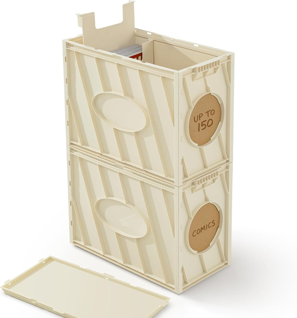 INMAKER Comic Book Storage Box, Holds Up to 150 Comics (Warm White)