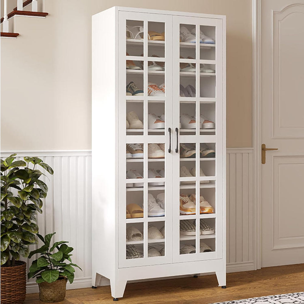 Tall Shoe Cabinet with Doors and Adjustable Shelves