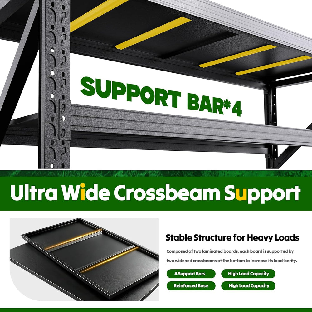 69"W Garage Shelving Heavy Duty Shelves, 4-Tier Garage Storage Shelves, ...