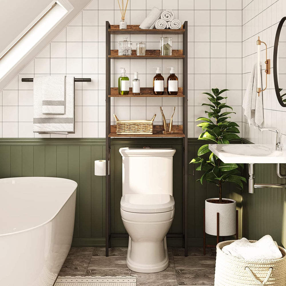 MAHANCRIS Over The Toilet Storage Rack, 4 Tier Bathroom Organizer Over Toilet...