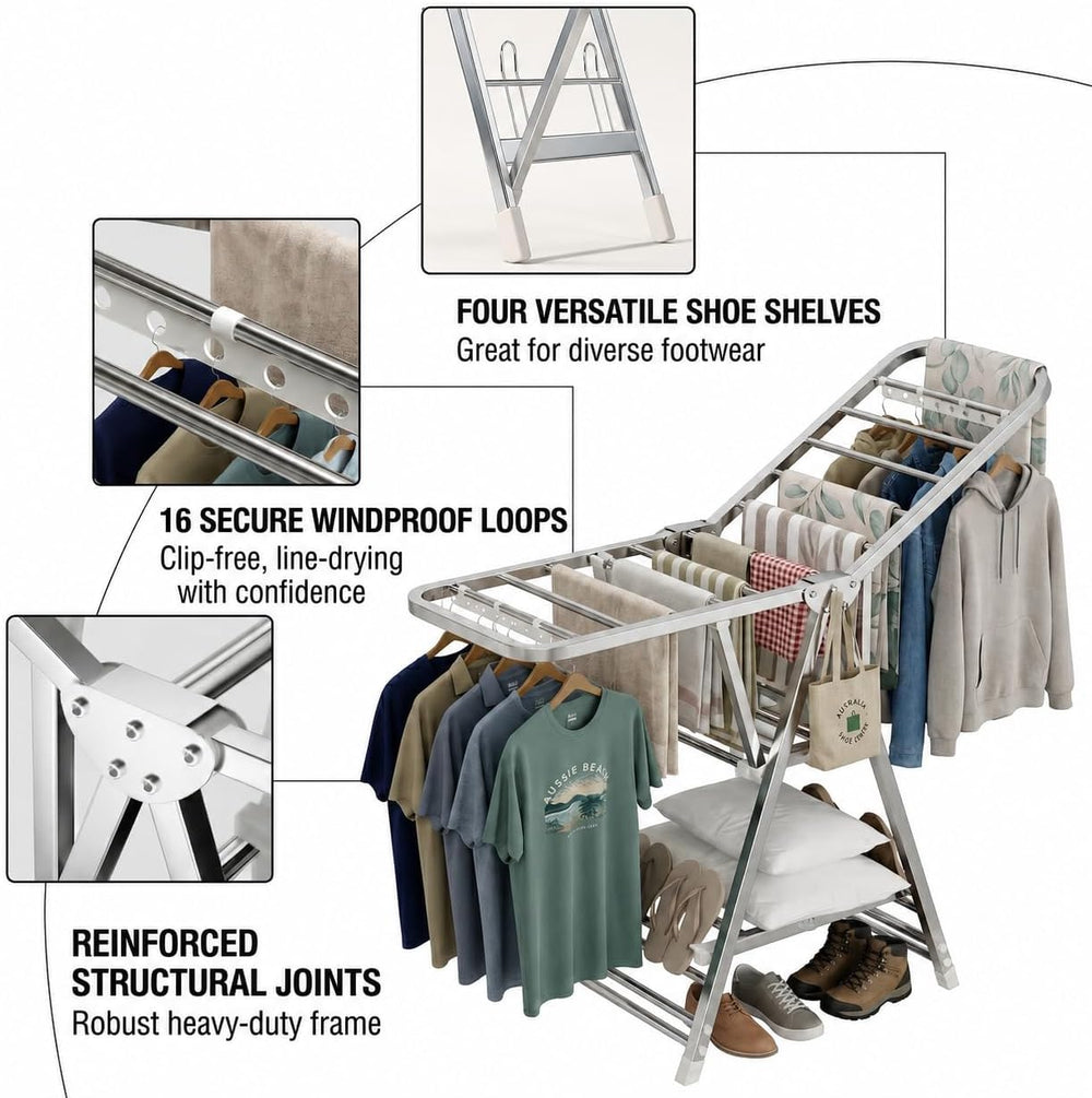 Stainless Steel Clothes Drying Rack, 71-Inch (180cm) Heavy Duty Rust-Resistan...