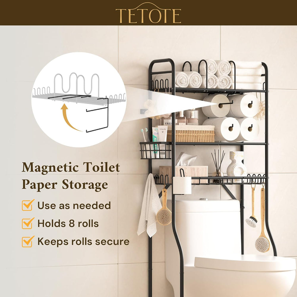 Over The Toilet Storage Rack, 3-Tier Bathroom Organizer Shelf Over Toilet wit...